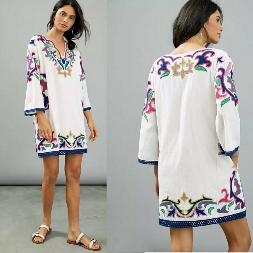 Anthropologie BNWT Olympia Embroidered Tunic Dress